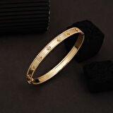 Yoncalı 14 Ayar Altın Kadın Kelepçe Bilezik