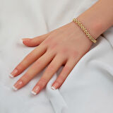 Rolex Tarzı Unisex 14 Ayar Altın Bileklik