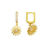 Güneş Işıltısı Sallantılı Altın Küpe