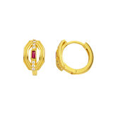 Kırmızı Taşlı Altın Küpe