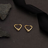 Çivili Kalp Altın Halka Küpe