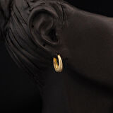 Çizgili Halka Altın Küpe