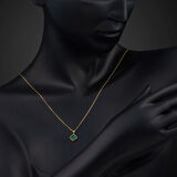 Yeşil Taşlı Yonca Altın Kolye 14 Ayar