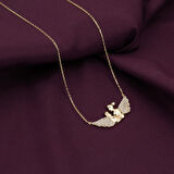 Melek Kanatlı Anne Çocuk Kolyesi 14 Ayar