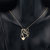 Kalpli Anne Bebek Portre Altın Kolye