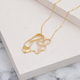 Kalpli Anne Bebek Portre Altın Kolye