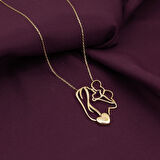 Kalpli Anne Bebek Portre Altın Kolye