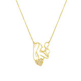 Anne ve Bebeği Kalpli Altın Kolye