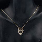 Anne ve Bebeği Kalpli Altın Kolye