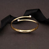 Tektaşlı Fantezi 14 Ayar Kelepçe Bilezik