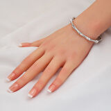 Beyaz Altın Işıltılı Kelepçe Bileklik 14 Ayar