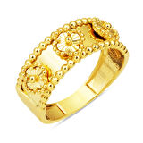 Yoncalı Taşsız Altın Yüzük 14 Ayar