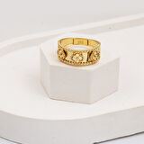 Yoncalı Taşsız Altın Yüzük 14 Ayar