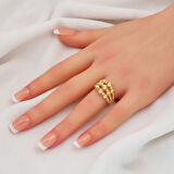 3 Sıra Dorika 14 Ayar Altın Yüzük