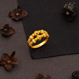 Çift Sıra 14 Ayar Dorika Altın Yüzük