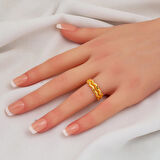 2 Sıra Zikzak Ajda Yüzük 14 Ayar Altın