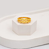 2 Sıra Zikzak Ajda Yüzük 14 Ayar Altın