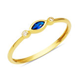 Lacivert Taşlı 14 Ayar Altın Markiz Yüzük