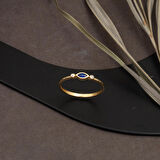 Lacivert Taşlı 14 Ayar Altın Markiz Yüzük