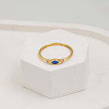 Lacivert Taşlı 14 Ayar Altın Markiz Yüzük