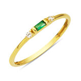 Minimal Yeşil Bagetli 14 Ayar Altın Yüzük
