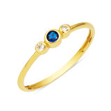 Mavi Tektaşlı Tria Altın Yüzük 14 Ayar