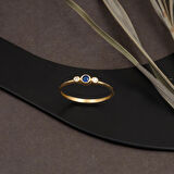 Mavi Tektaşlı Tria Altın Yüzük 14 Ayar