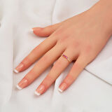 Tria Kırmızı Taşlı 14 Ayar Altın Yüzük