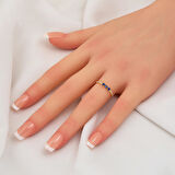 Lacivert Taşlı 14 Ayar Altın Tria Yüzük