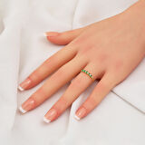 Yeşil Baget Altın Yüzük 14 Ayar