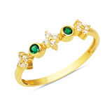 Yeşil Taşlı Lotus 14 Ayar Altın Yüzük