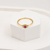 Kırmızı Minimal Baget 14 Ayar Altın Yüzük