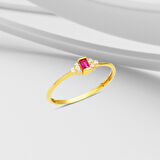 Kırmızı Minimal Baget 14 Ayar Altın Yüzük