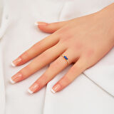 14 Ayar Altın Lacivert Bagetli Yüzük