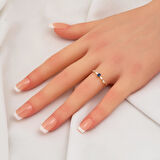 Lacivert Bagetli 14 Ayar Altın Yüzük