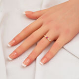 Kırmızı Bagetli 14 Ayar Altın Yüzük