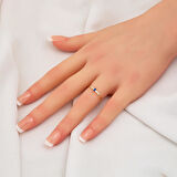 Lacivert Baget Tektaşlı 14 Ayar Altın Yüzük