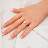 Beyaz Altın Tektaş Yüzük 14 Ayar