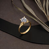 Kemerli 14 Ayar Altın Tektaş Yüzük