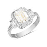 14 Ayar Beyaz Altın Baget Yüzük