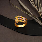 Zikzaklı 3 Sıra Kaburga 14 Ayar Altın Yüzük