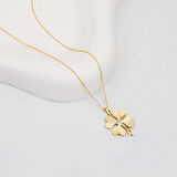 Işıltılı 14 Ayar Altın Yonca Kolye