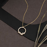 Bagetli Halka Altın Kolye 14 Ayar