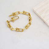 Kalın Tiffany Zincir 14 Ayar Altın Bileklik