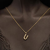 14 Ayar Altın Balon U Harf Kolye