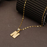 N Harfi 14 Ayar Altın Kadın Kolye