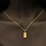 Tektaşlı Külçe Altın Kolye Zincirli 14 Ayar