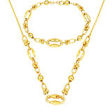 Tiffany Zincirli 14 Ayar Altın Kolye Bileklikli Set