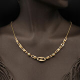 Tiffany Zincirli 14 Ayar Altın Kolye Bileklikli Set