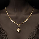 Kalp Zinciri 14 Ayar Altın Takı Seti